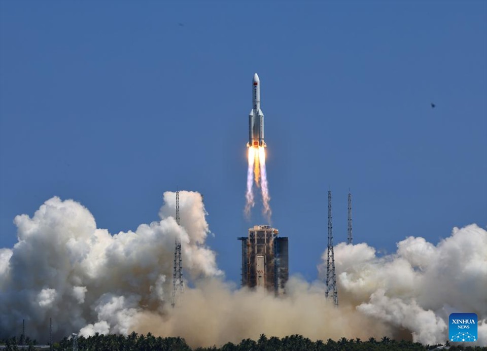 Trung Quốc phóng tên lửa đưa module Vấn Thiên lên trạm vũ trụ Thiên Cung ngày 24.7. Ảnh: Tân Hoa Xã