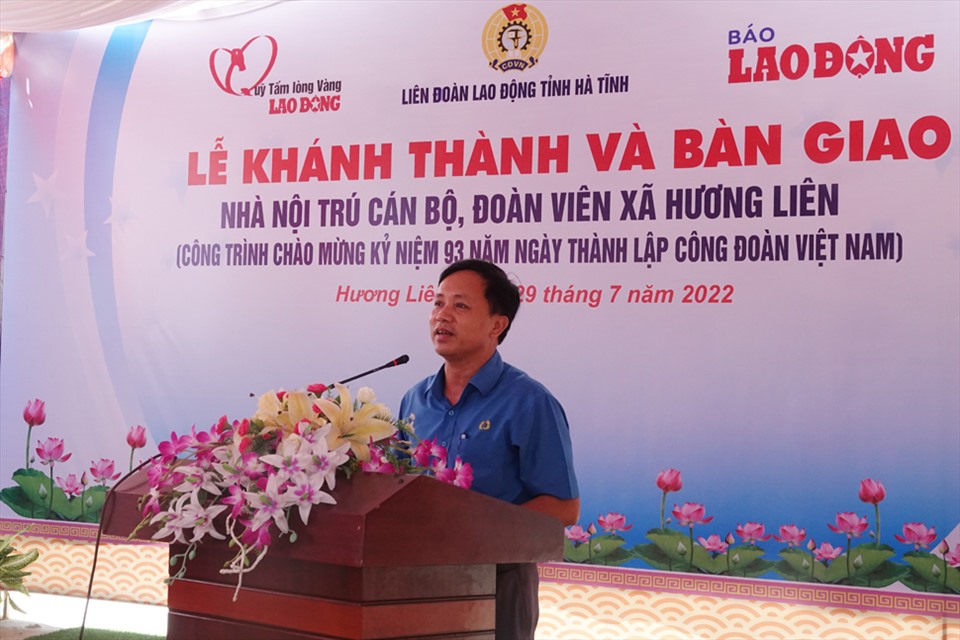 Đồng chí Nguyễn Văn Danh - Chủ tịch Liên đoàn lao động Hà Tĩnh phát biểu. Ảnh: TT.