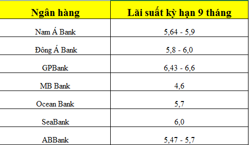 Lãi suất ngân hàng kỳ hạn 9 tháng có thể thay đổi, tuỳ theo điều chỉnh của từng ngân hàng. Đồ hoạ: M.H
