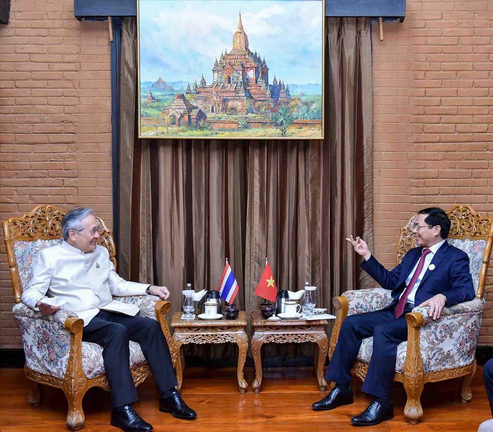 Bộ trưởng Ngoại giao Bùi Thanh Sơn đã có các cuộc gặp với Phó Thủ tướng, Bộ trưởng Ngoại giao Thái Lan Don Pramudwinai. Ảnh: BNG