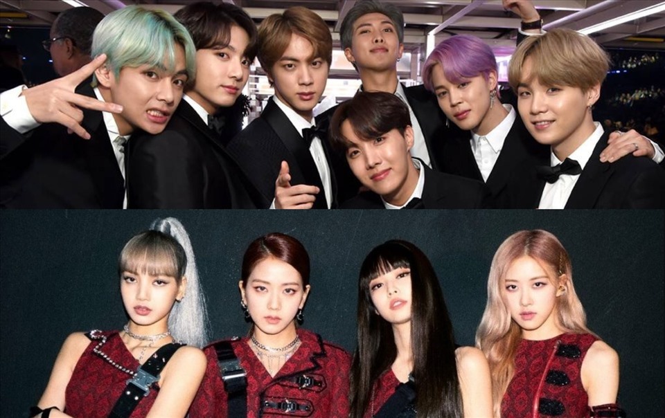 2 nhóm nhạc hàng đầu K-pop không thể vượt qua dàn diễn viên - vận động viên đình đám. Blackpink và BTS lần lượt xếp hạng 7 và 8. Ảnh: Instagram.