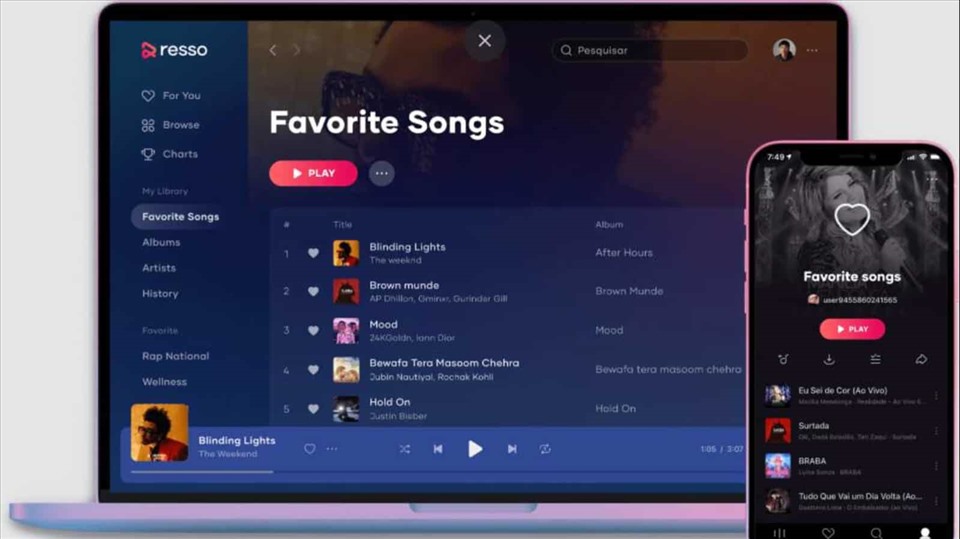 Giao diện Resso có nhiều điểm tương đồng với Apple Music. Ảnh chụp màn hình