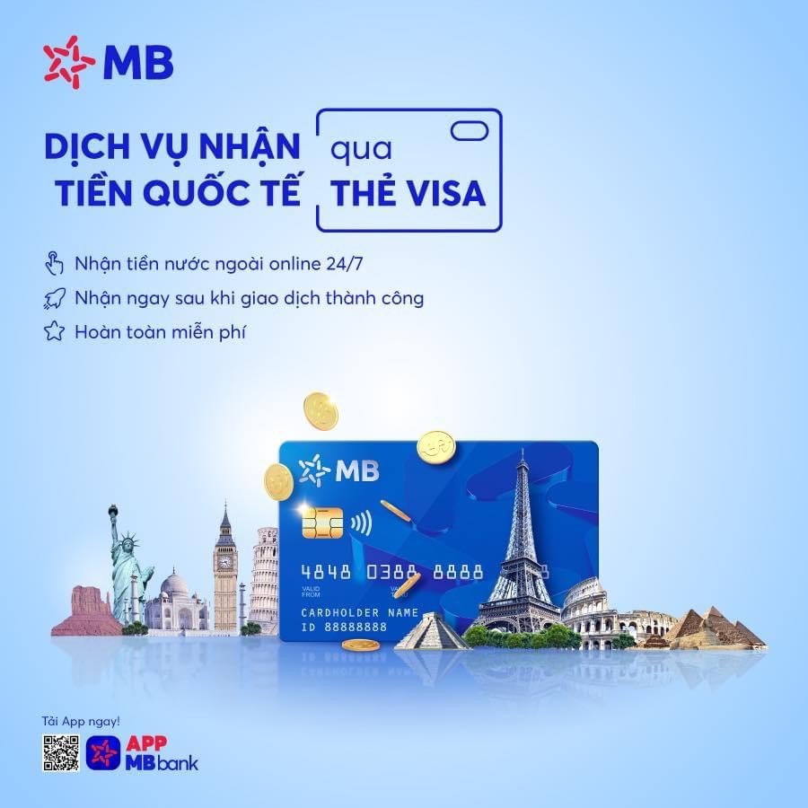 Nhận tiền quốc tế bằng thẻ MB Visa