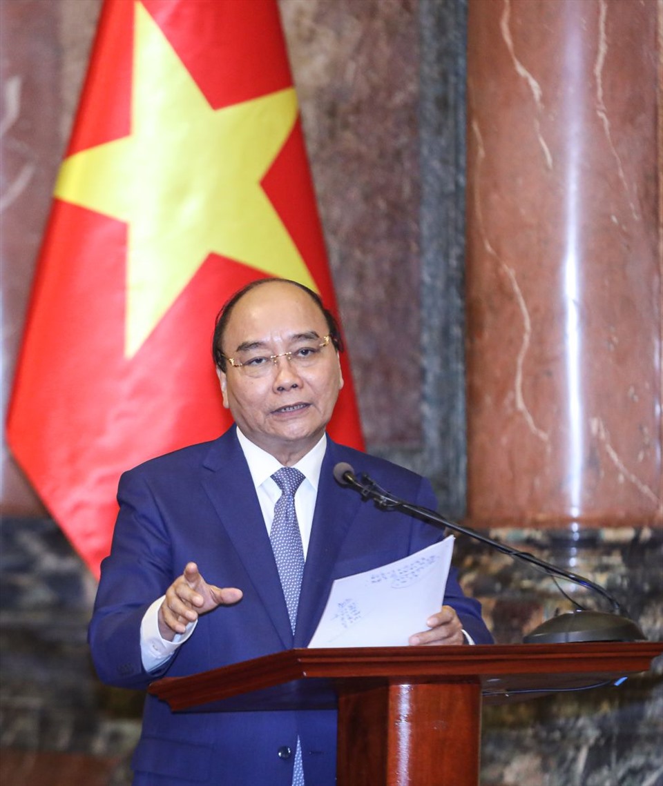 Chủ tịch nước Nguyễn Xuân Phúc phát biểu. Ảnh: VPCTN