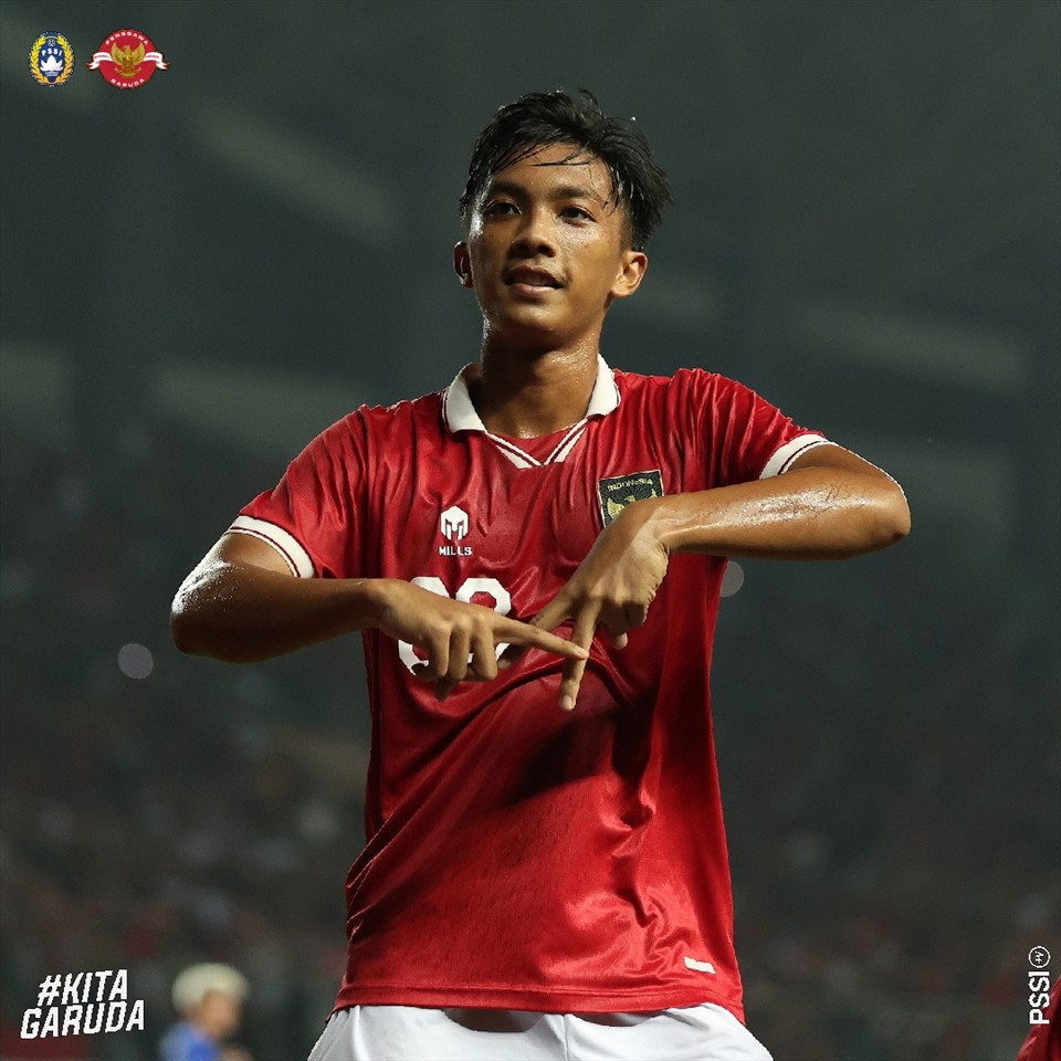 Rabbani Tasnim ghi 3 bàn góp công lớn giúp U19 Indonesia thắng đậm U19 Philippines. Ảnh: PSSI