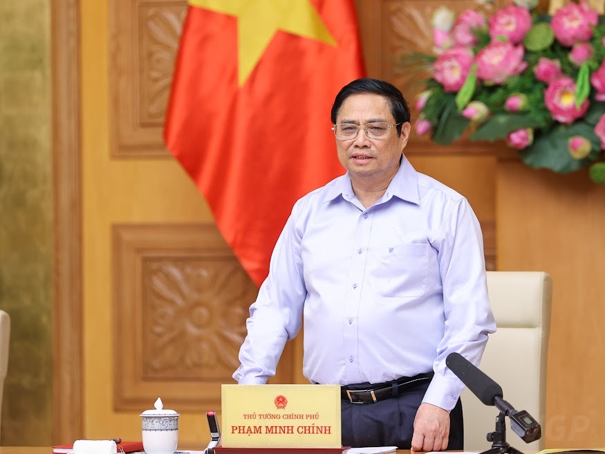Thủ tướng Phạm Minh Chính phát biểu kết luận Hội nghị. Ảnh: Nhật Bắc