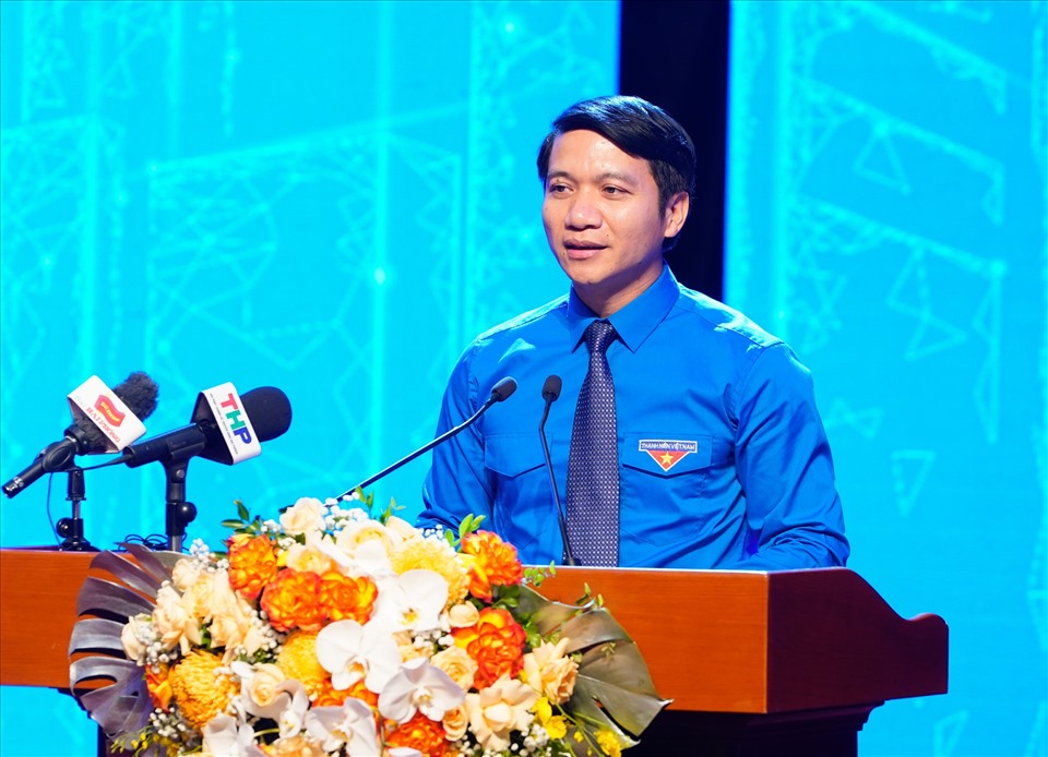 Bí thư Trung ương Đoàn Nguyễn Ngọc Lương phát biểu tại Đại hội