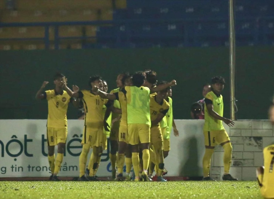 U19 Malaysia có bàn thắng quan trọng để gỡ hoà 1-1. Ảnh: Thanh Vũ