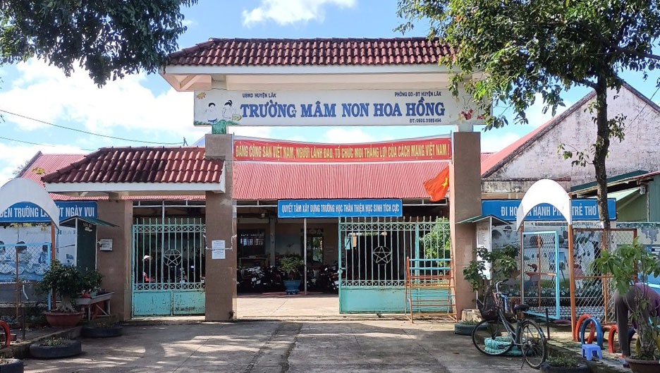 Một góc trường mầm non Hoa Hồng - nơi chị Thủy đang làm việc. Ảnh: Bảo Trung