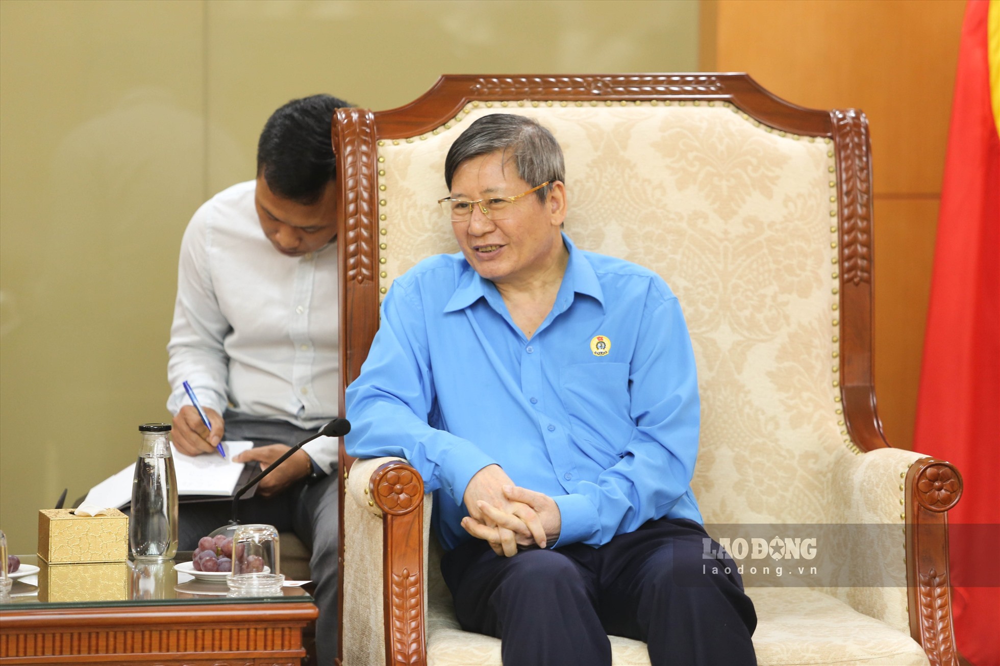 Ông Trần Thanh Hải – Phó Chủ tịch Thường trực Tổng Liên đoàn Lao động Việt Nam tại buổi tiếp. Ảnh: Việt Anh