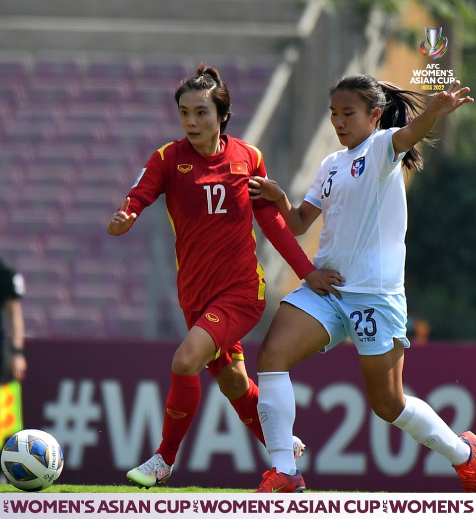Tại Asian Cup nữ 2022, đội tuyển nữ Việt Nam vượt qua Đài Loan, Thái Lan để giành vé trực tiếp tham dự World Cup nữ 2023. Ảnh: AFC