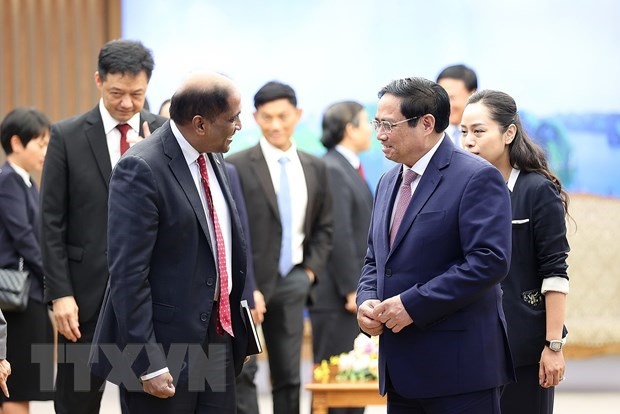Thủ tướng Phạm Minh Chính tiếp Đại sứ Singapore tại Việt Nam Jaya Ratnam. Ảnh: TTXVN