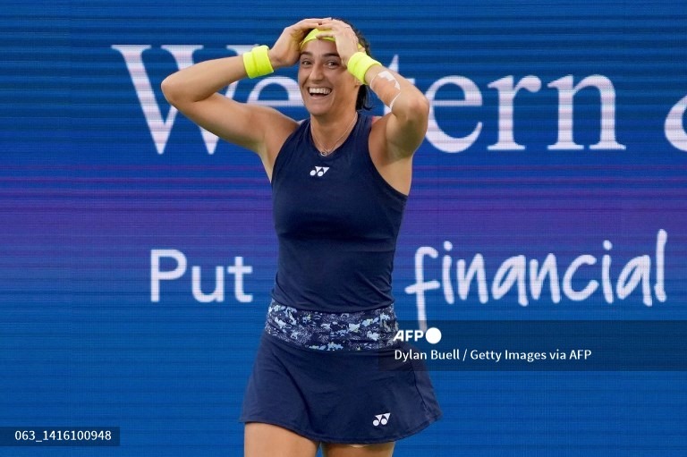 Caroline Garcia không thể tin vào việc mình giành vé chơi trận chung kết Cincinnati Open 2022. Ảnh: AFP