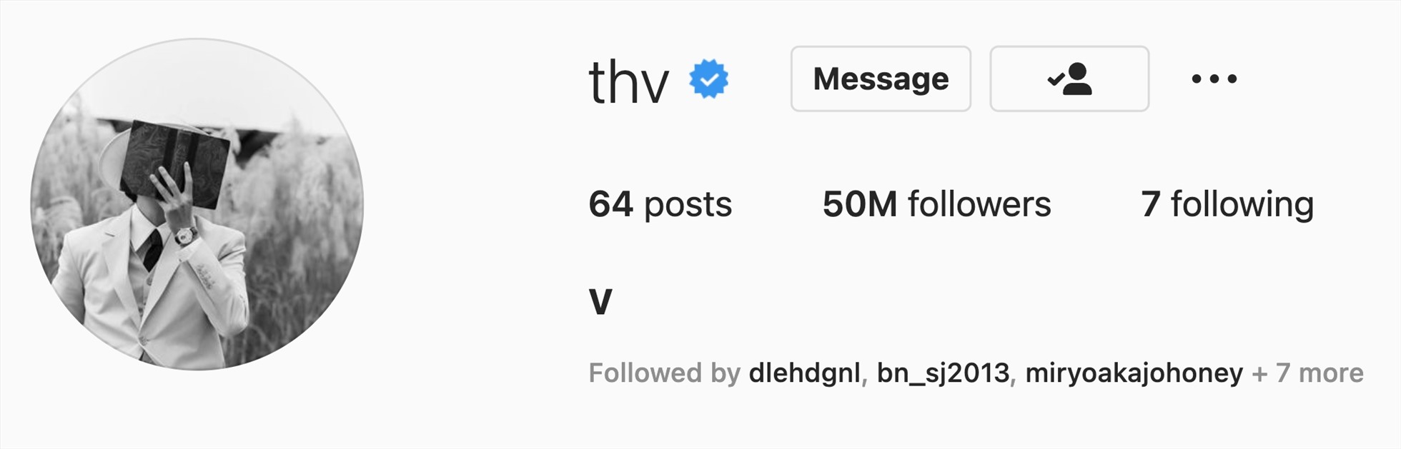 V (BTS) cán mốc 50 triệu lượt theo dõi trên Instagram. Ảnh: Soompi