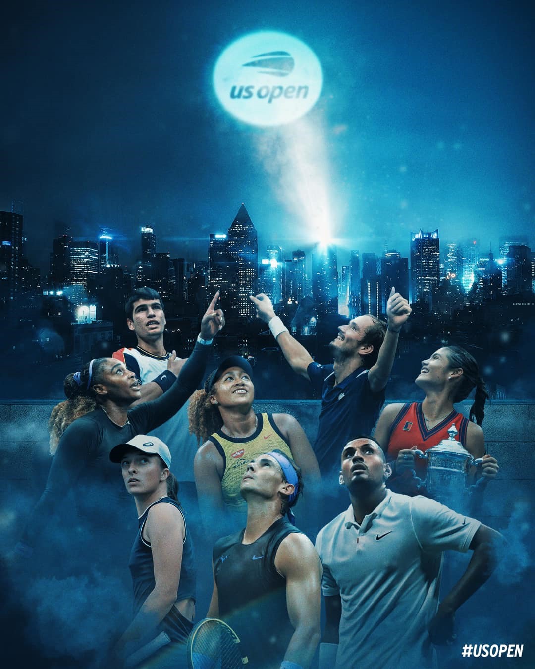 Poster của US Open 2022 không có hình ảnh của Djokovic. Ảnh: US Open