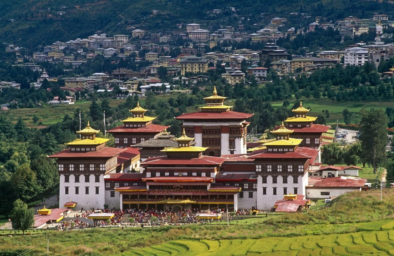 Toàn cảnh tu viện pháo đài Tashicho Dzong.