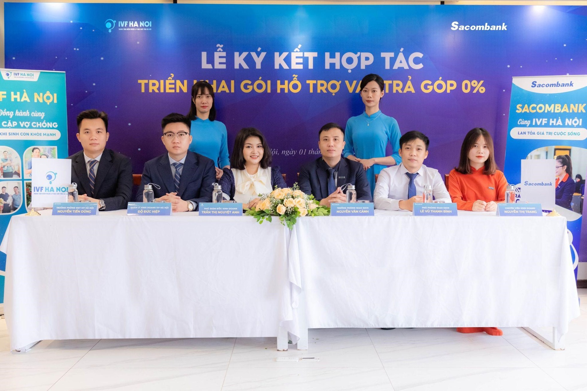 Toàn cảnh lễ ký kết hợp tác giữa Trung tâm IVF Hà Nội và Sacombank.