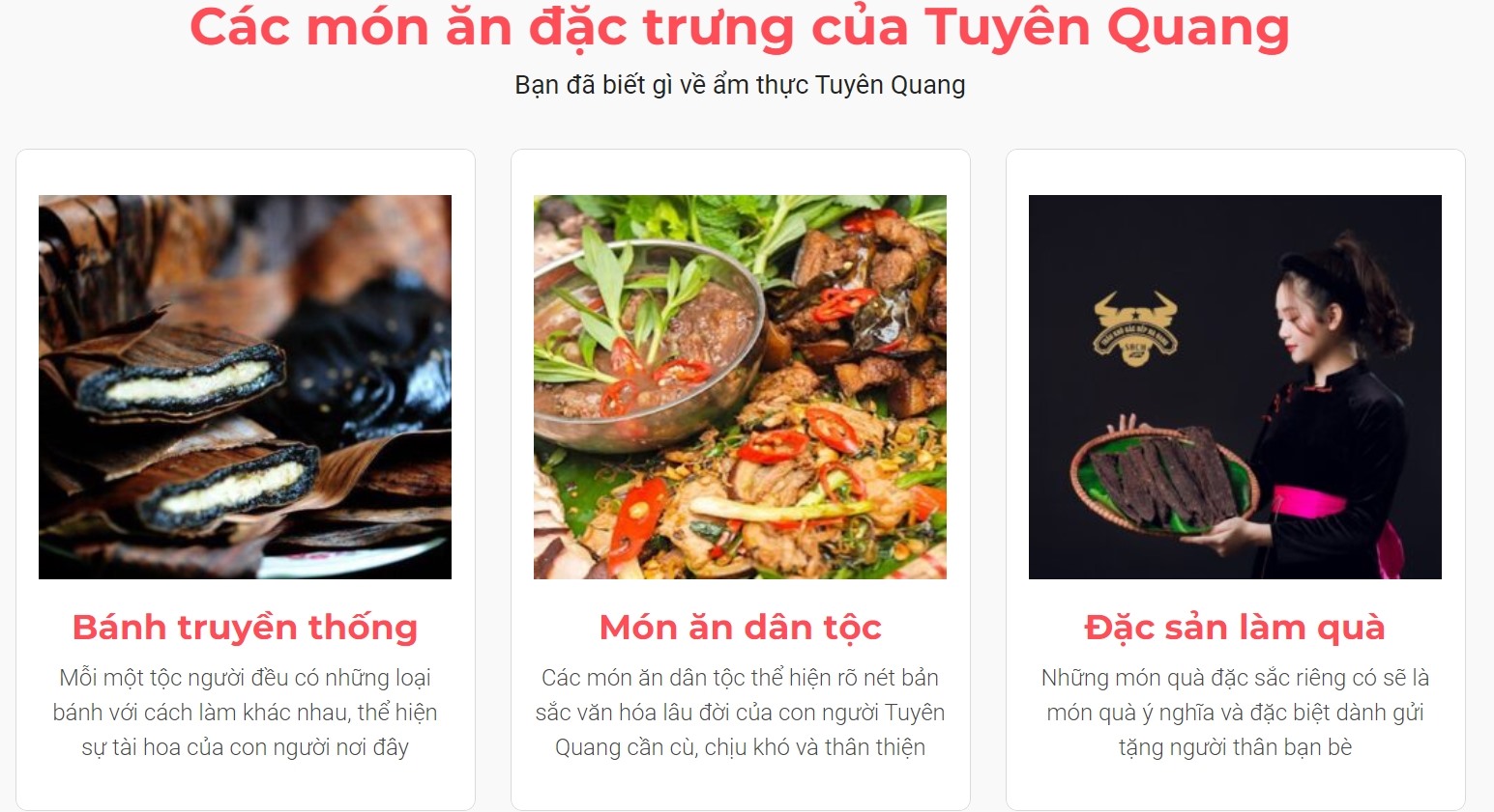 Nhiều món ăn được giới thiệu theo chủ đề. Ảnh chụp màn hình