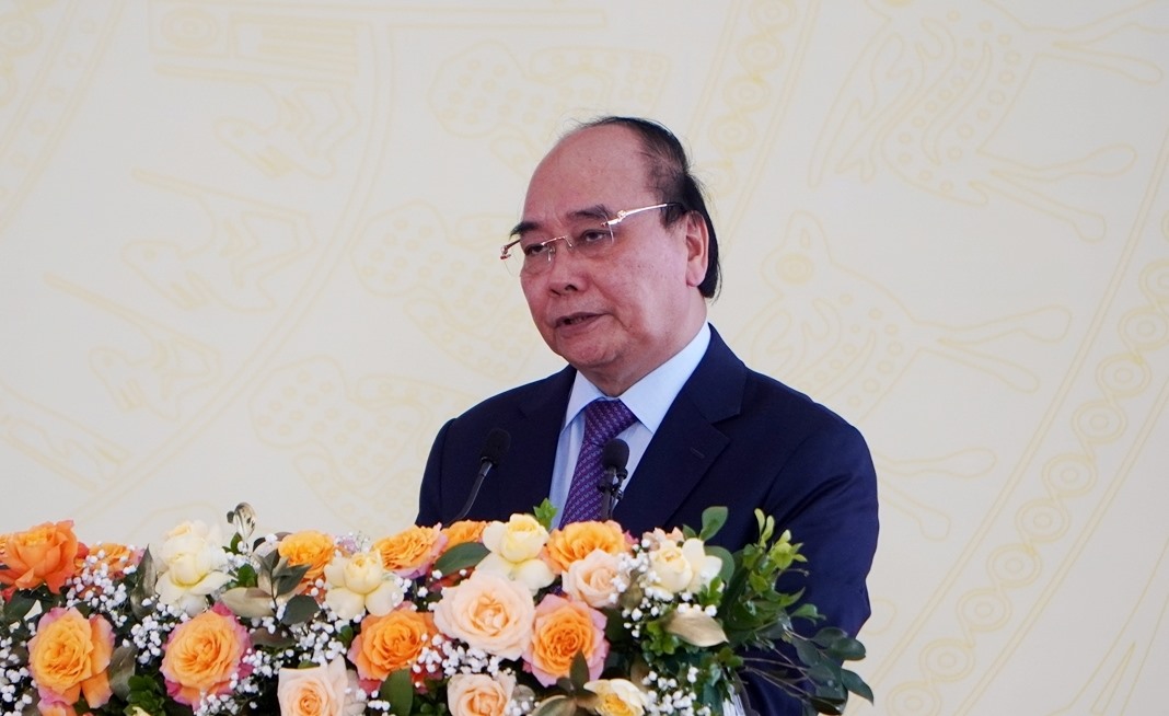 Chủ tịch nước Nguyễn Xuân Phúc phát biểu tại buổi lễ. Ảnh: Q.D