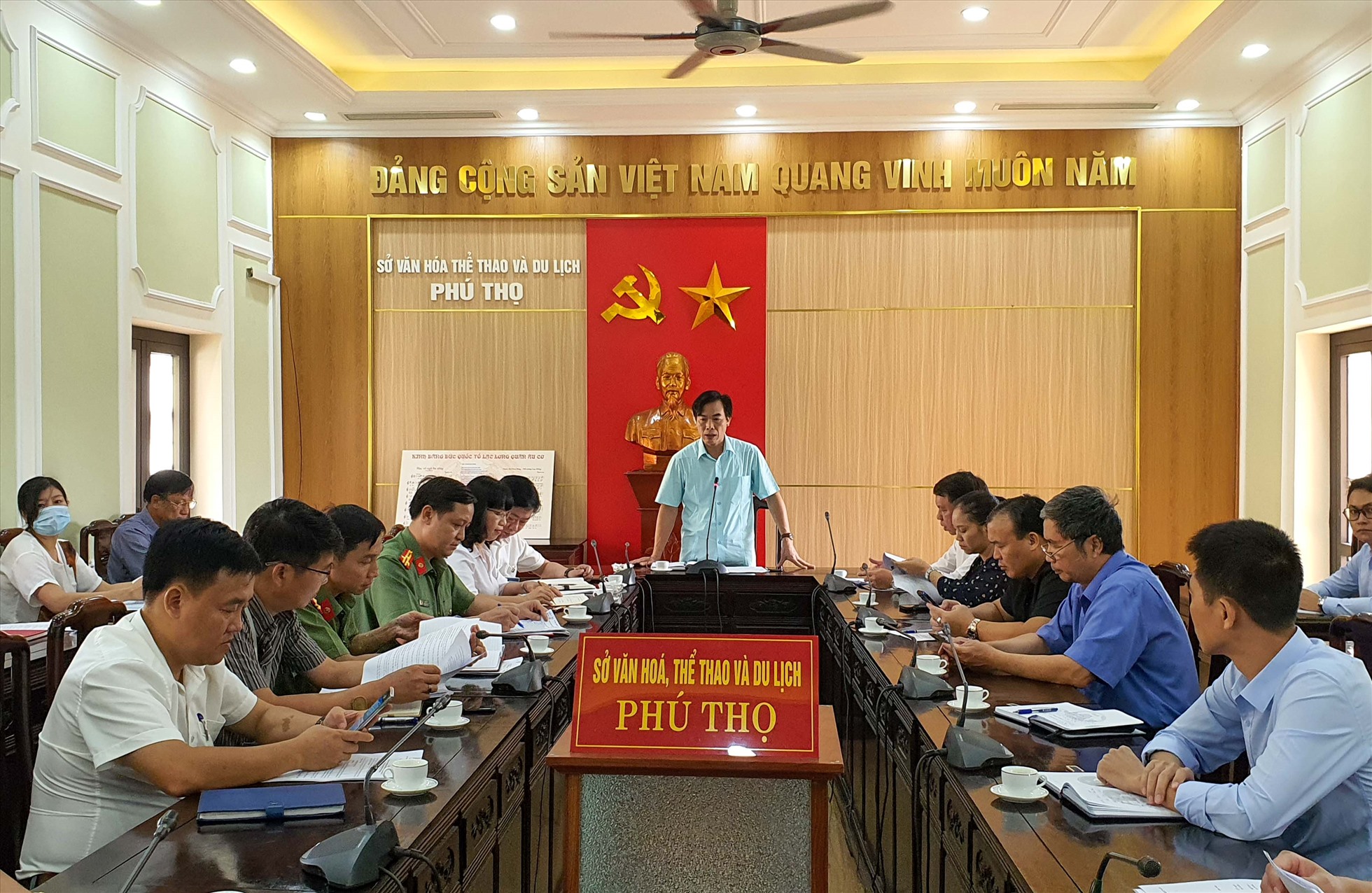 Ông Nguyễn Đắc Thủy - Tỉnh ủy viên, Giám đốc Sở VH-TT-DL tỉnh Phú Thọ phát biểu tại buổi làm việc. Ảnh: VFF.