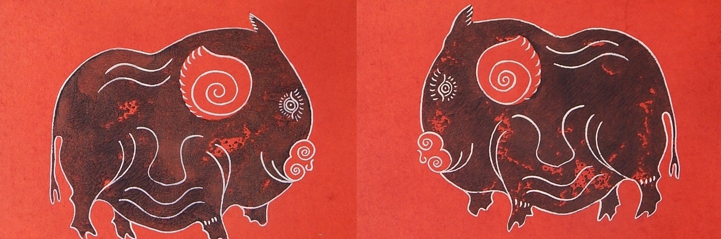 Lợn (đôi), tranh dân gian Kim Hoàng