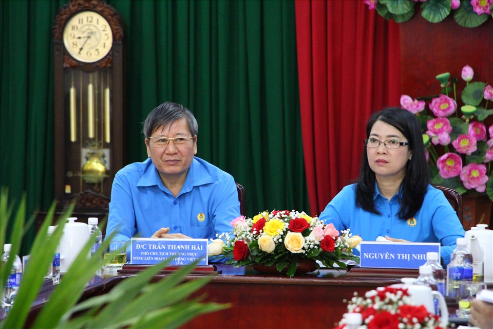 Phó chủ tịch Thường trực Tổng LĐLĐVN Trần Thanh Hải đã tới dự và chỉ đạo tại hội nghị. Ảnh: Hà Anh Chiến