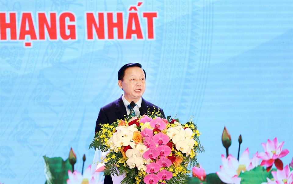 Bộ trưởng Trần Hồng Hà phát biểu tại lễ kỷ niệm 20 năm thành lập Bộ TNMT. Ảnh: Khương Trung