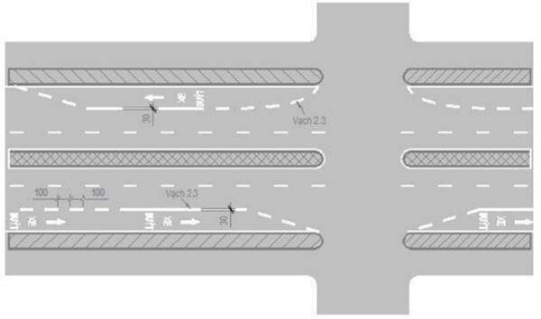 Vạch làn đường ưu tiên: Vạch làn đường ưu tiên hoặc vạch giới hạn làn đường gồm 2 loại:  Vạch trắng nét đứt: dành riêng cho một loại xe nhất định nhưng các xe khác có thể sử dụng làn đường này và phải nhường đường cho xe được ưu tiên.  Vạch trắng nét liền: dành riêng cho một loại xe nhất định, các loại xe khác không được đi vào làn xe này; Lưu ý, xe trên làn đường dành riêng hoặc ưu tiên có thể cắt qua vạch này khi làn đường bên cạnh không cấm sử dụng loại xe này.