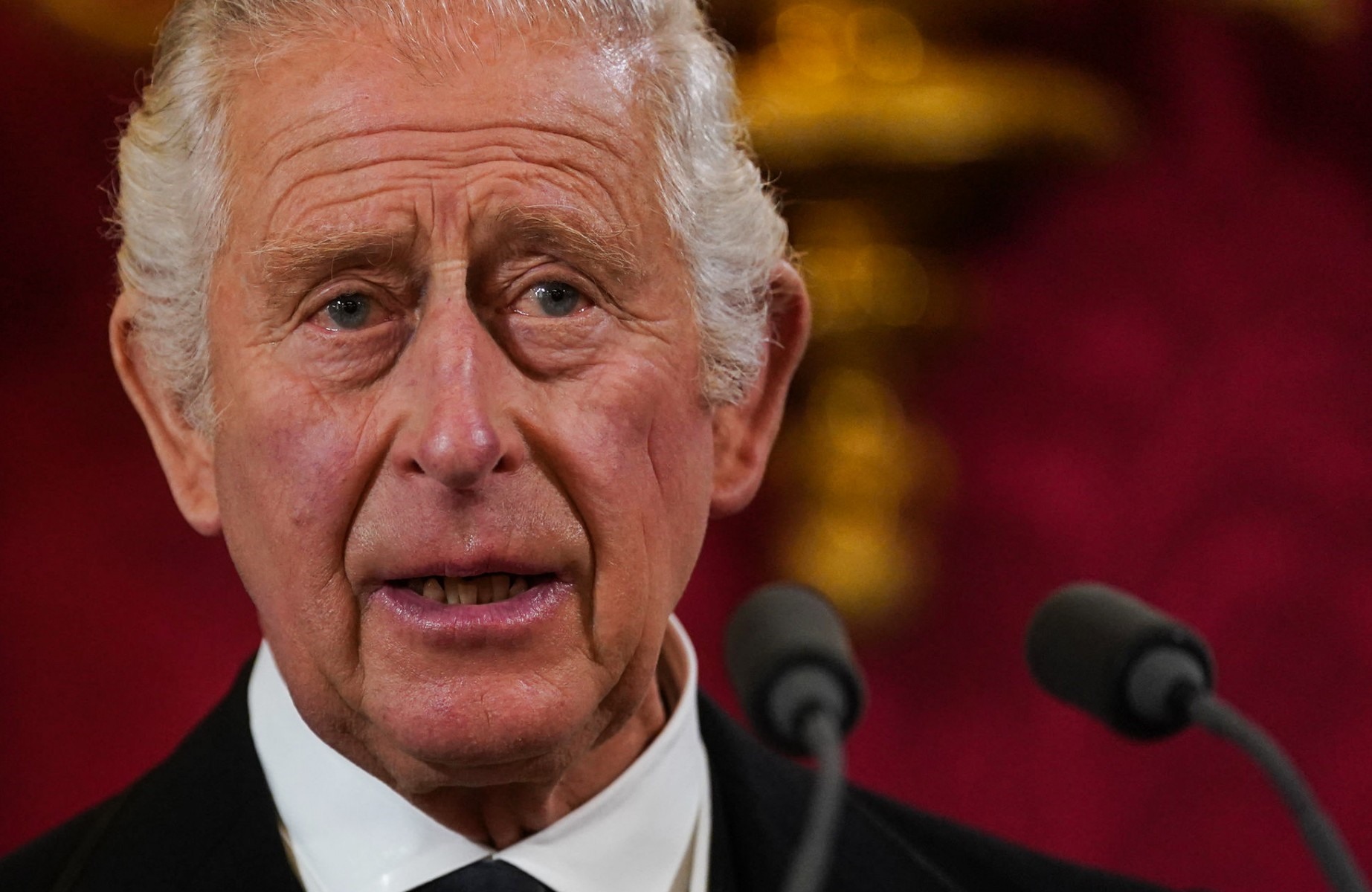 Vua Charles phát biểu trong lễ tấn phong tại phòng Throne Room. Ảnh: AFP