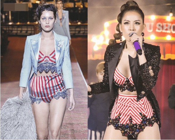 Trong đợt quảng bá ca khúc “Talk to me“, trang phục trình diễn của Chi Pu được cho là “mượn” ý tưởng từ thiết kế của Marc Jacobs. Ảnh: FBNV.