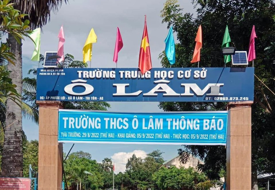 Trường Trung học cơ sở Ô Lâm, huyện Tri Tôn (An Giang) nơi xuất phát thư ngỏ kêu gọi hỗ trợ sách giáo khoa cho học sinh. Ảnh: CTV