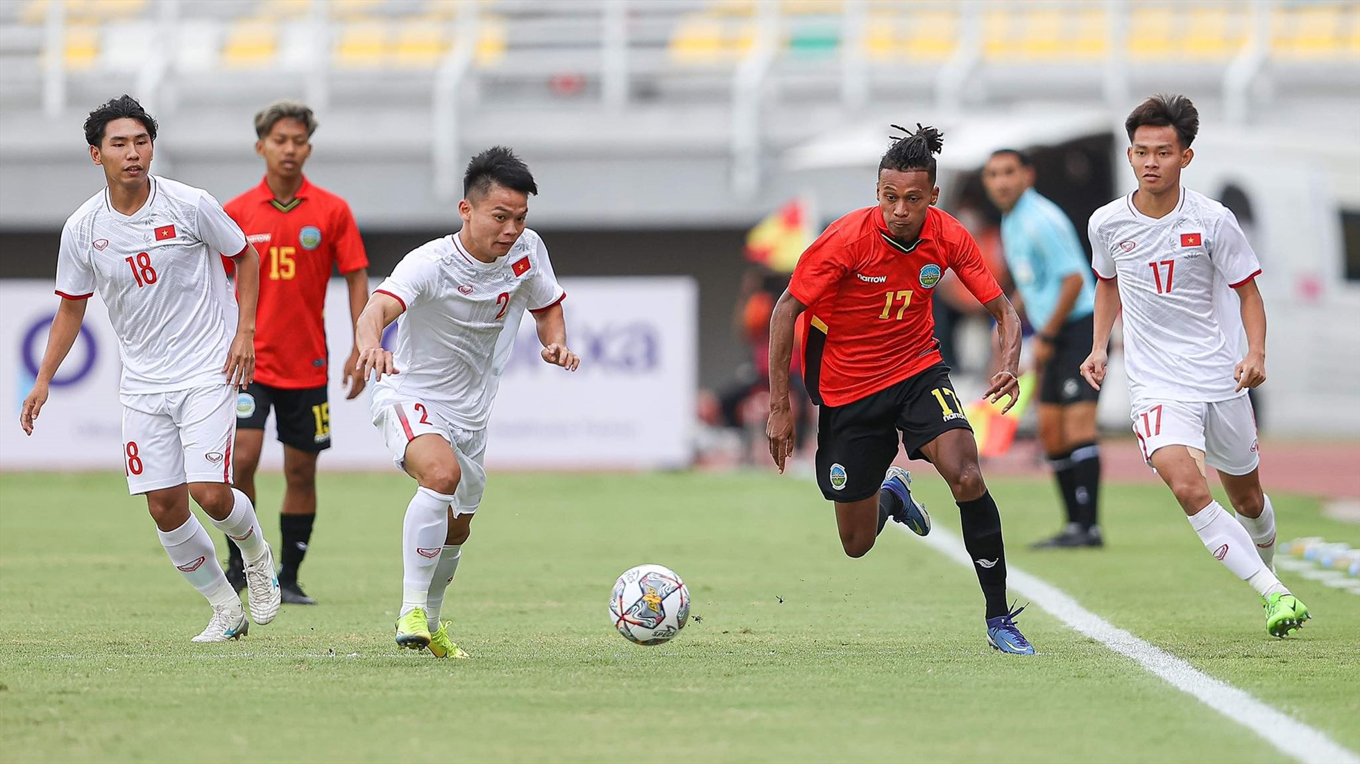 U20 Việt Nam gặp khó khăn trước U20 Timor Leste. Ảnh: AFC