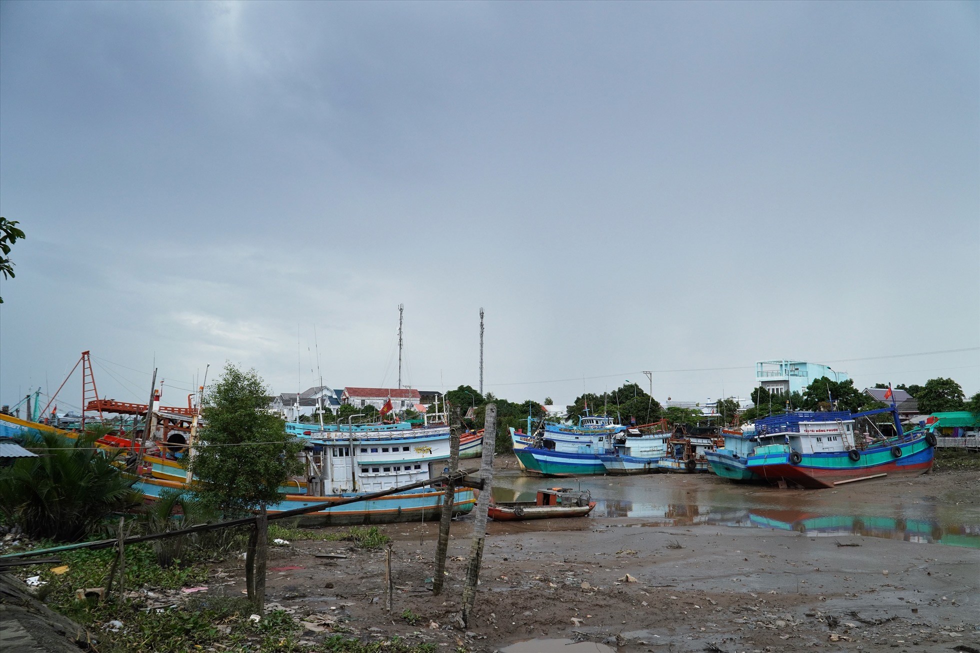 Ghi nhận của phóng viên Báo Lao Động tại cửa biển Trần Đề (tỉnh Sóc Trăng) có hàng trăm chiếc tàu đang được chủ cho neo đậu la liệt hàng nhiều tháng qua.