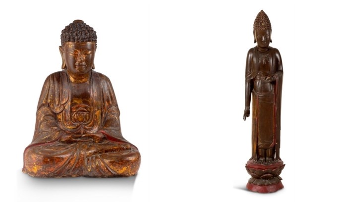 3 tượng phật của Việt Nam sắp bán đấu giá tại Pháp vào 3.10 tới. Ảnh: Aguttes