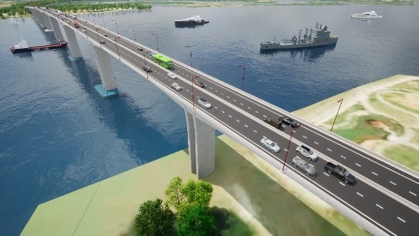 Phối cảnh dự án 1A gồm có cầu Nhơn Trạch và phần đường dài hơn 8km, điểm đầu giao với đường tỉnh 25B thuộc huyện Nhơn Trạch và điểm cuối giao với đường cao tốc TP.HCM - Long Thành - Dầu Giây. Ảnh: Hà Anh Chiến