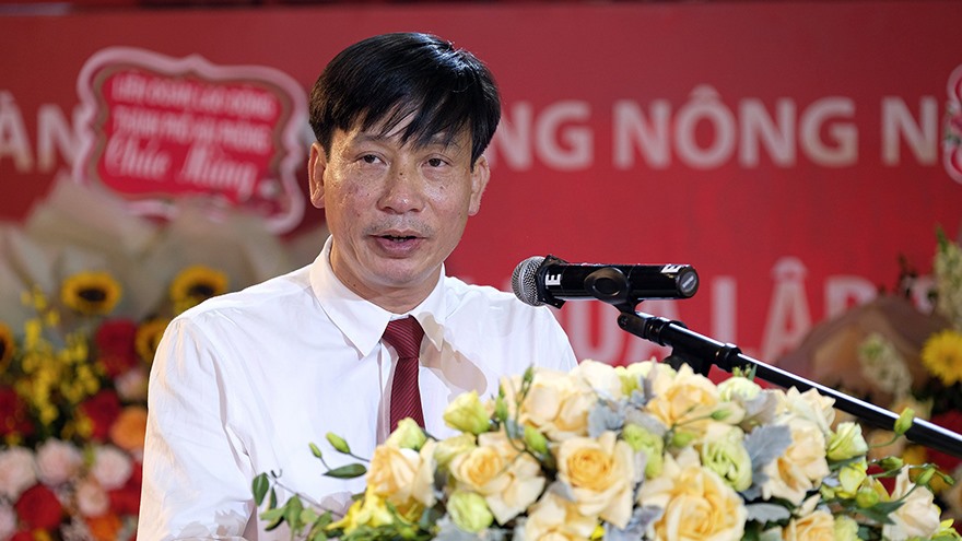 Đồng chí Phạm Đức Tuấn - Phó Tổng Giám đốc, Chủ tịch Công đoàn Agribank phát biểu tại lễ khai mạc