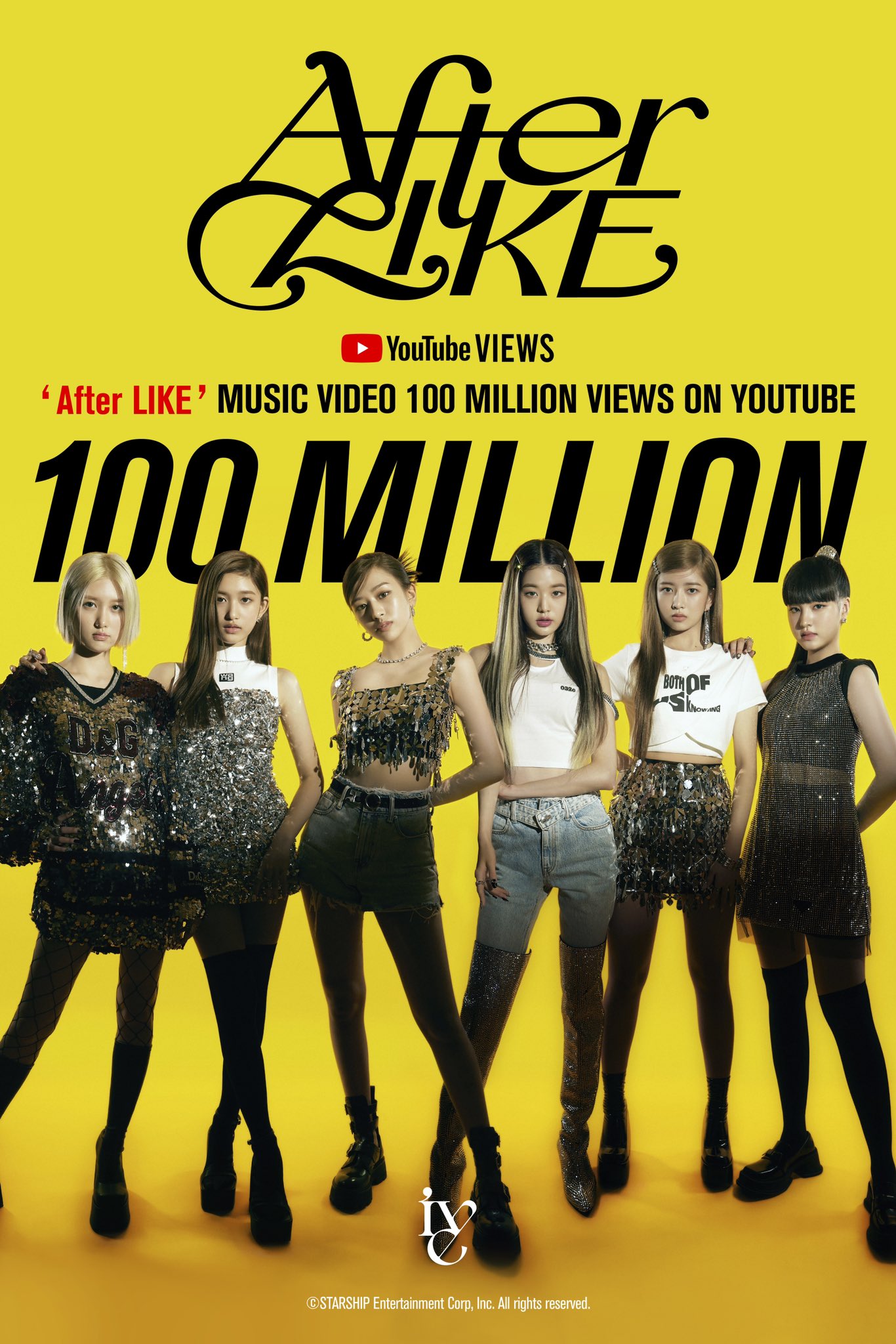 Poster chúc mừng MV “After LIKE” của IVE đạt 100 triệu view. Ảnh: Twitter