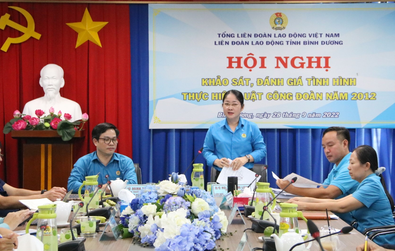 Bà Nguyễn Kim Loan - Chủ tịch LĐLĐ tỉnh Bình Dương.