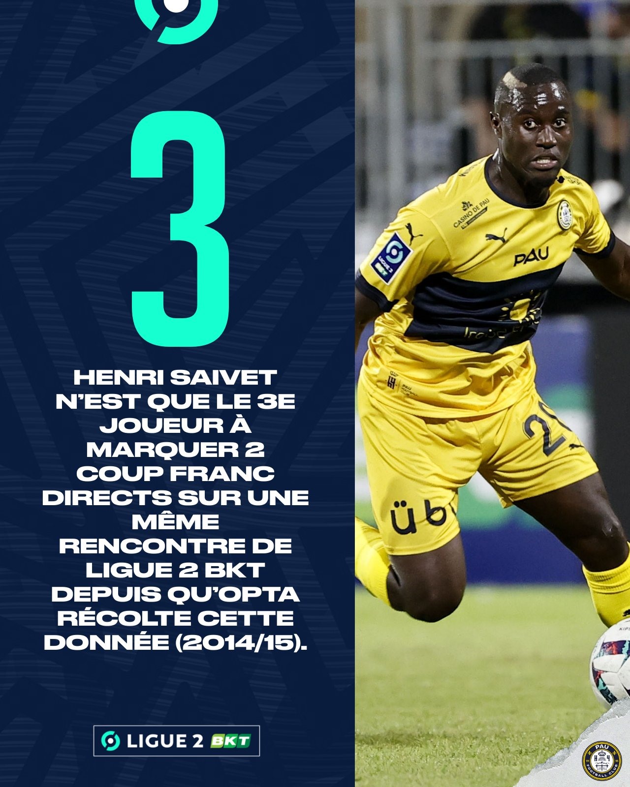 Henri Saivet thể hiện khả năng đá phạt cực tốt càng khiến Quang Hải khó có cơ hội toả sáng trong màu áo Pau FC. Ảnh: Ligue 2