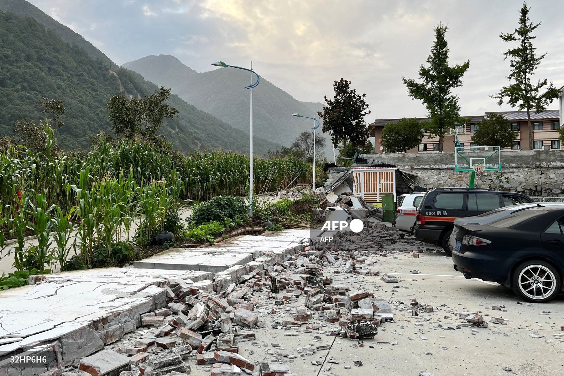 Hậu quả trận động đất ở Hải Loa Câu, Tứ Xuyên. Ảnh: AFP