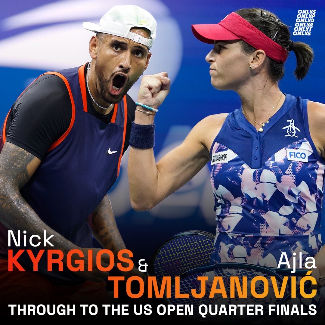 Australia có 2 tay vợt vào tứ kết đơn nam và đơn nữ là Kyrgios và Ajla Tomljanovic. Ảnh: US Open