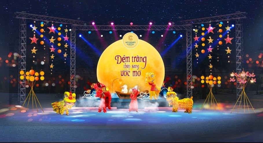Ngày hội trung thu của Meyhomes Capital Phú Quốc sẽ được tổ chức ngày 9.9 tại Đại lộ An Thới. Ảnh phối cảnh sân khấu chính