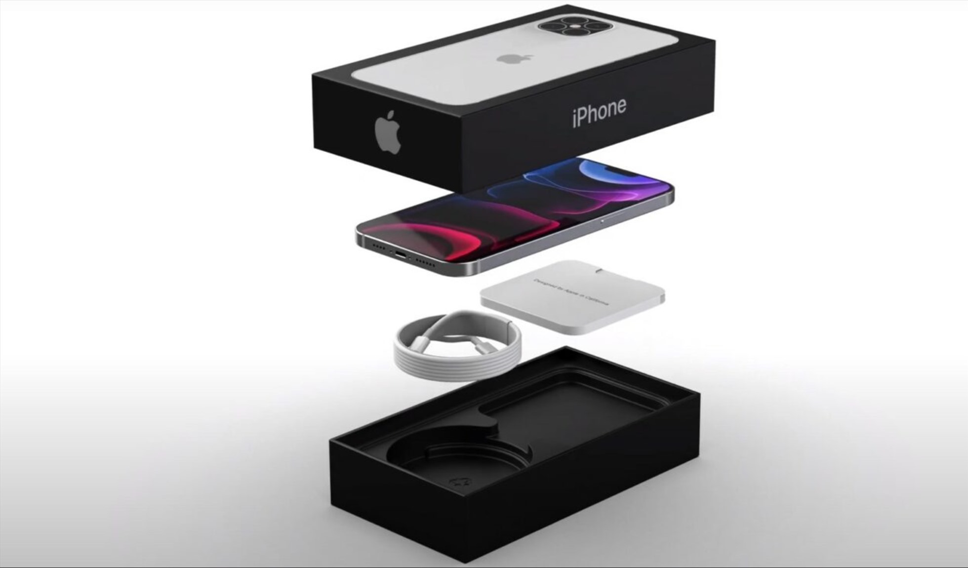 iPhone 12 ra mắt năm 2020 với hộp không có tai nghe và bộ sạc. Ảnh chụp màn hình
