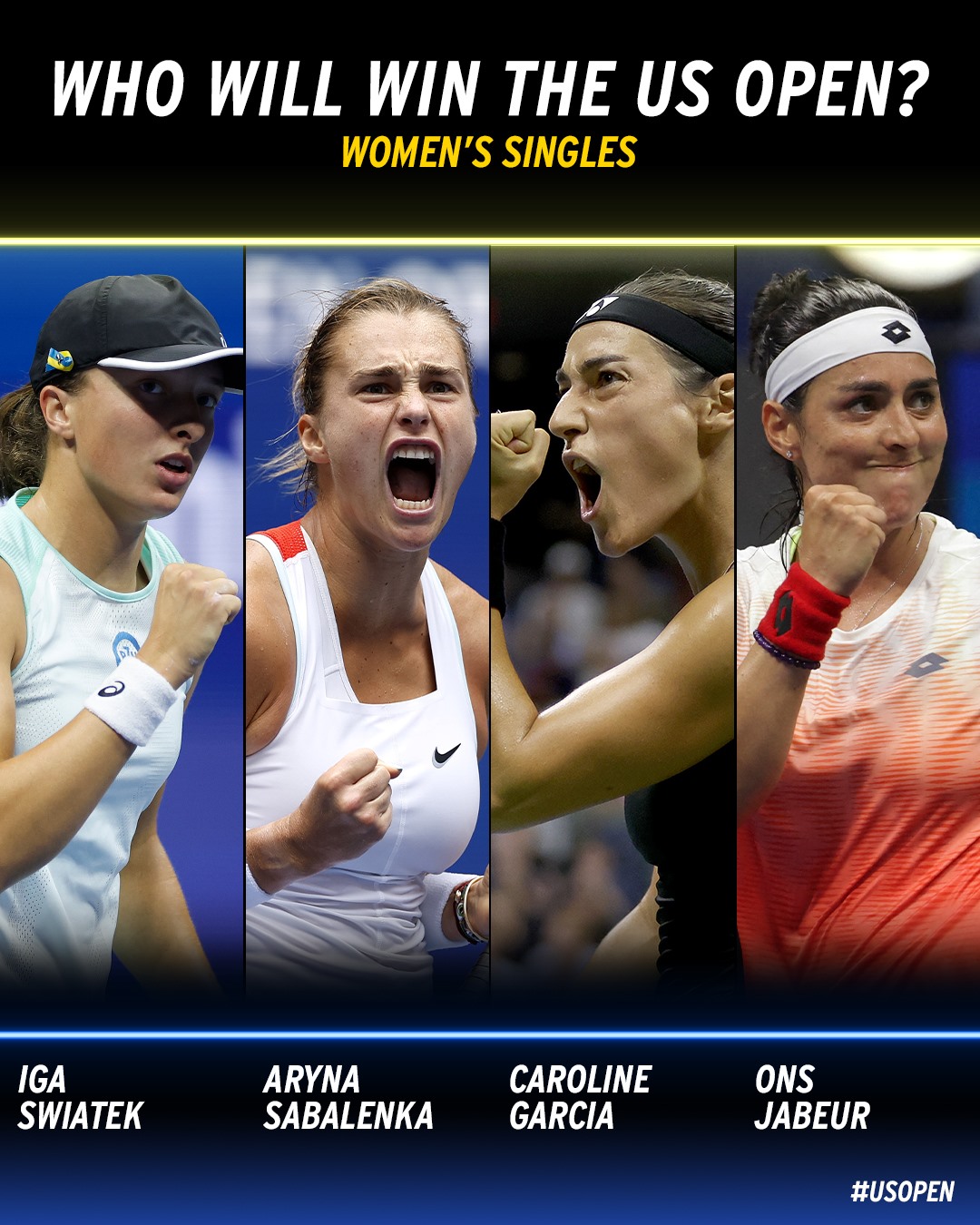 Các tay vợt nữ tại bán kết US Open 2022. Ảnh: US Open