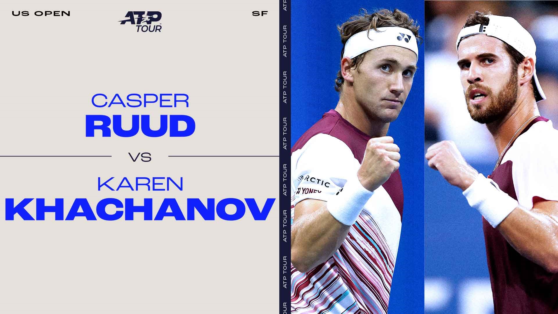 Trận bán kết 1: Casper Ruud vs Karen Khachanov. Ảnh: ATP