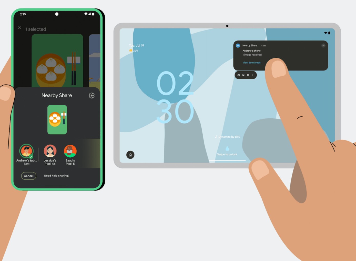 Tính năng Nearby Share sẽ giúp việc chuyển tệp giữa các thiết bị Android của riêng bạn trở nên dễ dàng hơn. Ảnh chụp màn hình