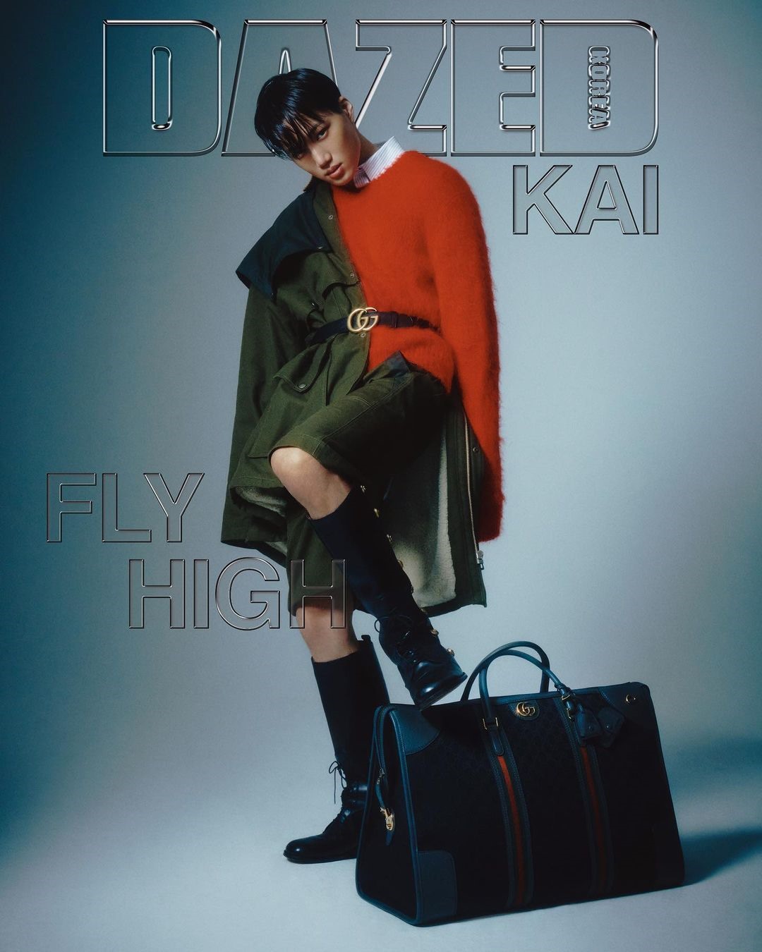 Trong những bức ảnh này, Kai (EXO) đã diện trang phục và phụ kiện của thương hiệu Gucci - thương hiệu nam thần tượng làm Đại sứ toàn cầu. Ảnh: