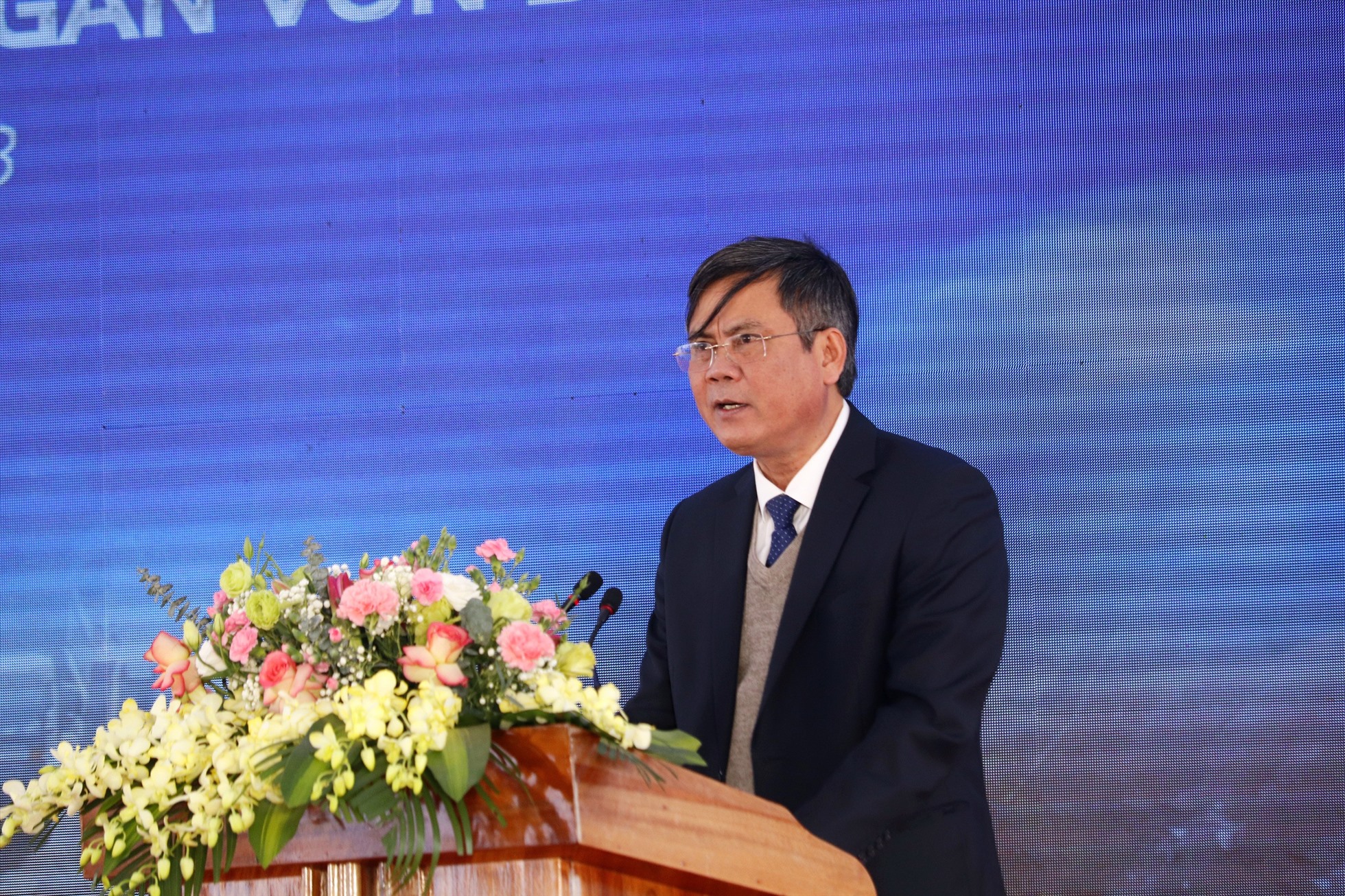 Chủ tịch UBND tỉnh Quảng Bình Trần Thắng phát biểu tại buổi lễ. Ảnh: Đ.T