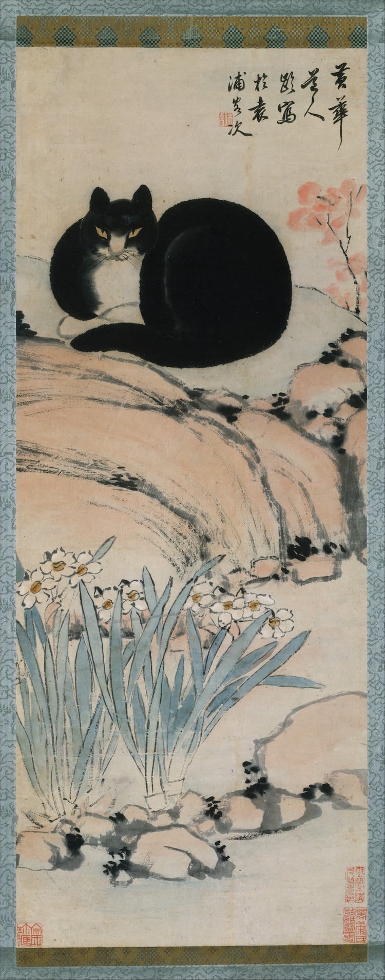“Con mèo đen và hoa thủy tiên” trong hội họa Trung Hoa (thế kỷ 19) Ảnh: The Metropolitan Museum of Art