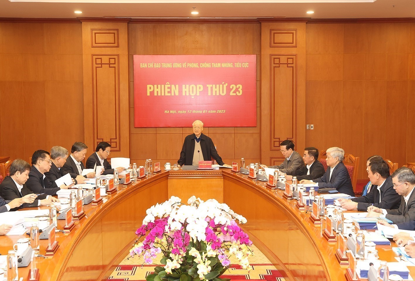 Tổng Bí thư Nguyễn Phú Trọng chủ trì phiên họp 23 của Ban Chỉ đạo Trung ương về phòng, chống tham nhũng, tiêu cực. Ảnh: Trí Dũng